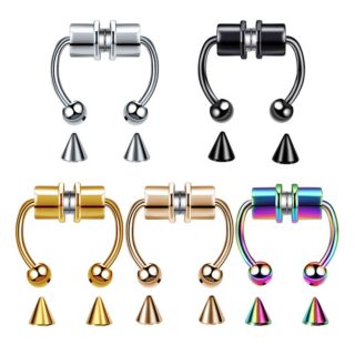 5 Renk Paslanmaz Çelik Septum Labret Lip EarLobe Mıknatıslı Top ve Ok Başlı Sahte Fake Piercing